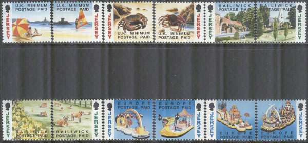 Jersey - M  595-606 Motiv från Jersey, 12 kpl **