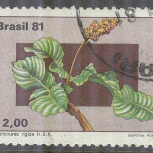 Brasilien – M 1846 växter på centrala höglandet – Palicourea rigida, 12.00 Cr stpl