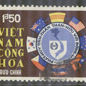 Sydvietnam – M  404-406 Vänskap med befriande nationer bla flaggor, 3 olika stpl