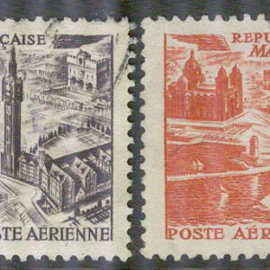 Frankrike – M  861, 864 Flygpost – Stadsbild bla över Marseille – Byggnader, 2 olika stpl