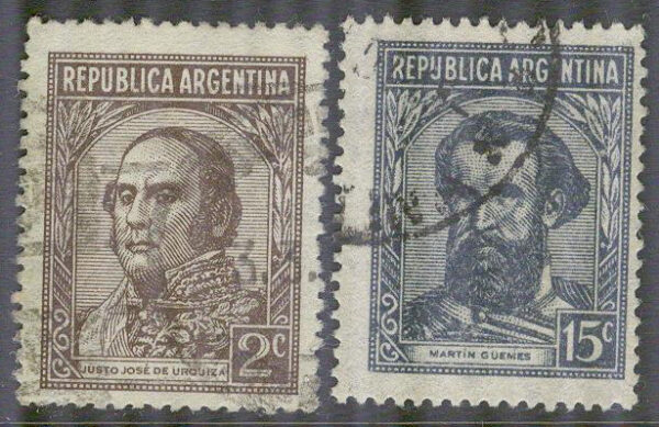 Argentina - M  401, 415 Personligheter bla Martín Miguel de Güemes, 2 olika stpl