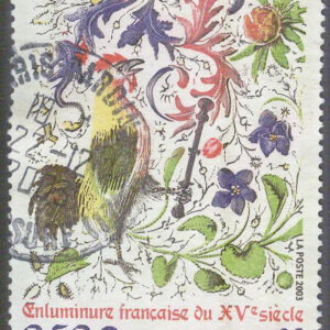 Frankrike – M 3771 Tupp och blommor – bild ur lärobok från 1500-talet, 0.50 € stpl