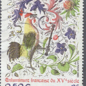 Frankrike – M 3771 Tupp och blommor – bild ur lärobok från 1500-talet, 0.50 € stpl