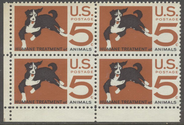USA - M  898 x 4 USAs djurskyddsförening 100 år - Hund,  4-Block kpl **