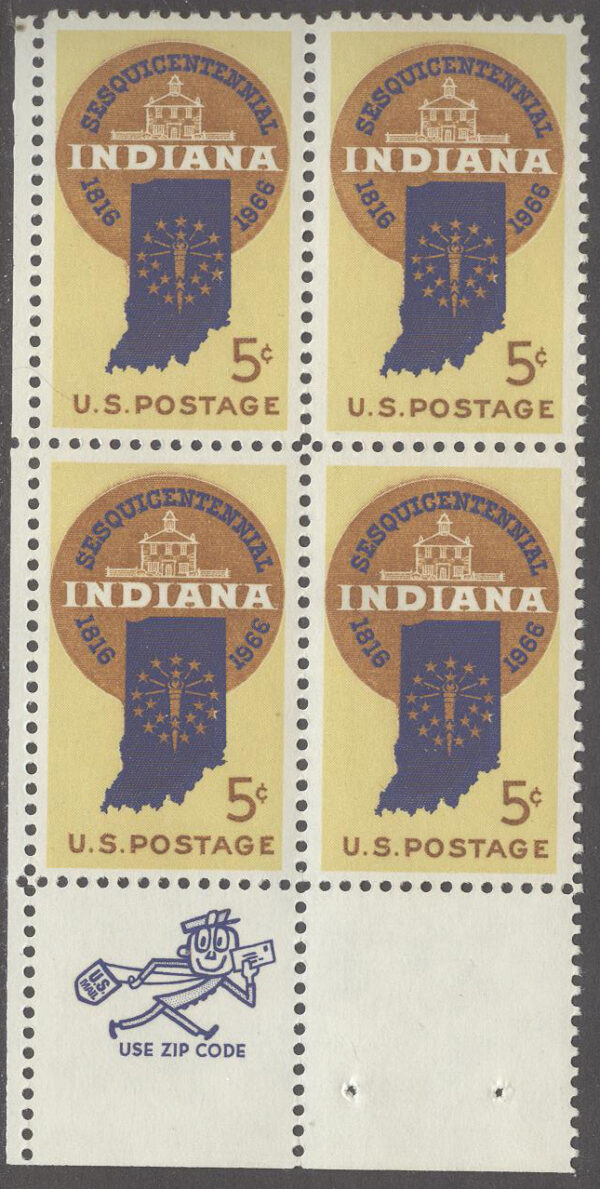 USA - M  899 x 4 Staten Indiana 150 år, 4-Block kpl **