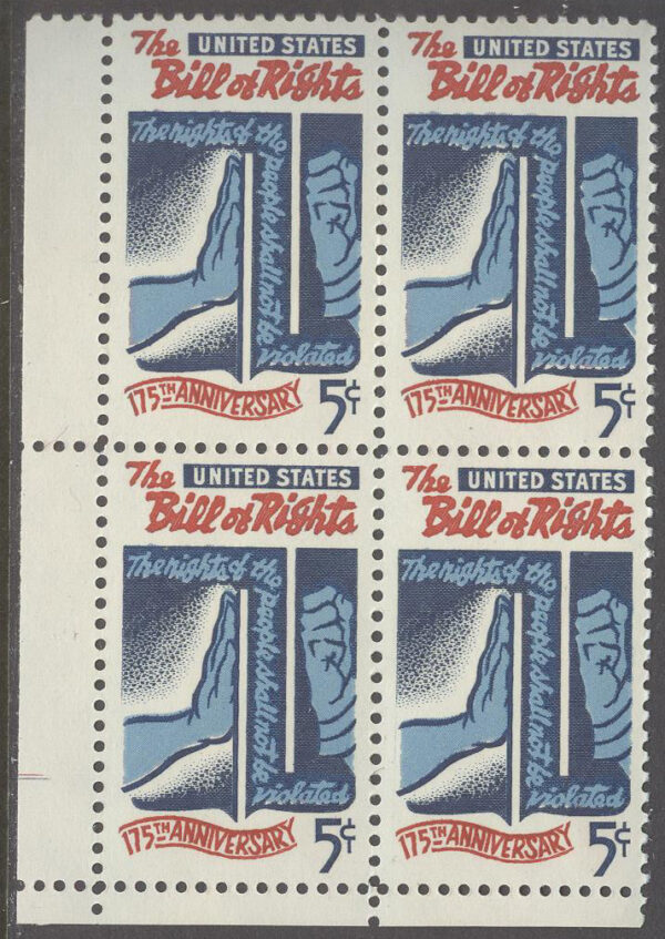 USA - M  903 x 4 Bill of Rights 175 år, 4-Block kpl **