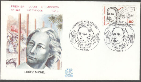 Frankrike - FDC 1986-03-01 Louise Michel - Anarkist, lärare, 1 kpl