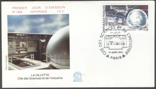 Frankrike - FDC 1986-03-14 Museet för vetenskap och industri, 1 kpl