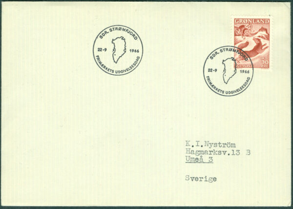 Grönland - FDC 1966-09-22 - Sagomotiv II, 1 kpl  Adressat