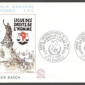 Frankrike – FDC 1986-04-26 Internationella fredsåret 1986 – Victor Basch, 1 kpl