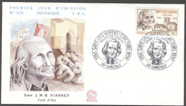 Frankrike - FDC 1986-05-03 Jean-Marie Vianney 200 år - Präst, 1 kpl