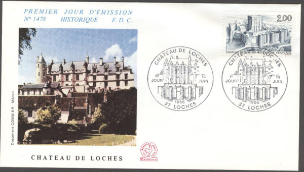 Frankrike - FDC 1986-06-14  Turism - Donjon slottet, 1 kpl