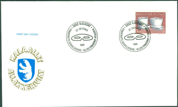 Grönland - FDC 1988-10-27 Etnografiska motiv III, 3.00 kr Vinjett 1