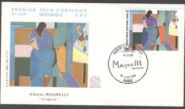 Frankrike - FDC 1986-06-25 Samtida konst av Alberto Magnelli, 1 kpl