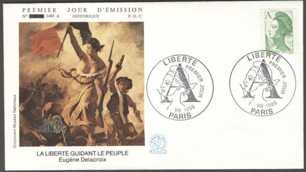 Frankrike - FDC 1986-08-01 Liberté, 1 kpl