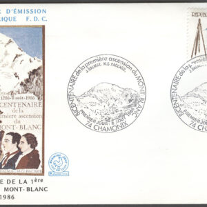 Frankrike – FDC 1986-08-08 1:a bestigningen av Montblanc 200 år, 1 kpl