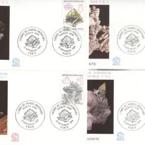 Frankrike – FDC 1986-09-15 Natur – Mineraler bla Fluorit, 4 kpl