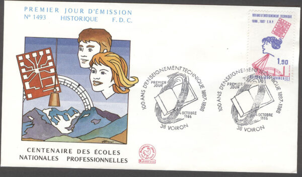Frankrike - FDC 1986-10-04 Teknisk utbildning 100 år, 1 kpl
