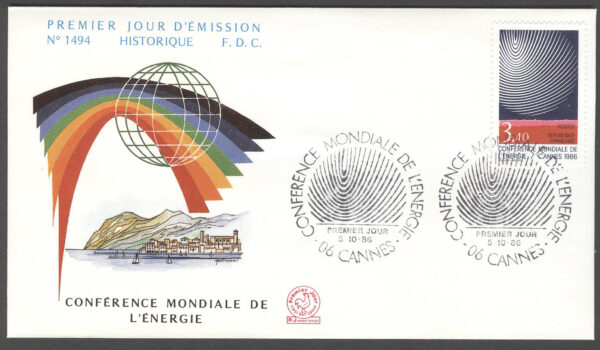 Frankrike - FDC 1986-10-05 Världskonferens för energi, 1 kpl