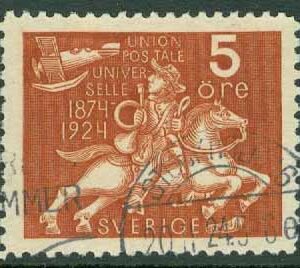 F  211 Världspostföreningen UPU 50 år, 5 öre stpl