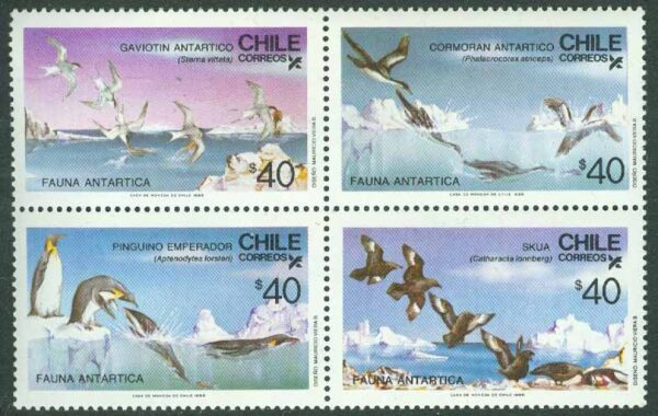 Chile - M 1139-1142 Antarktis fåglar, 4-block kpl **