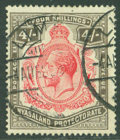 Nyasaland – M   20 Kung George V, 4 Sh stpl