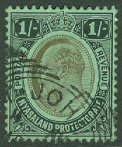 Nyasaland – M    6 Kung Edward VII, 1 Sh stpl