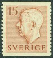 Sverige – F  401 Gustaf VI Adolf typ I, 15 öre **