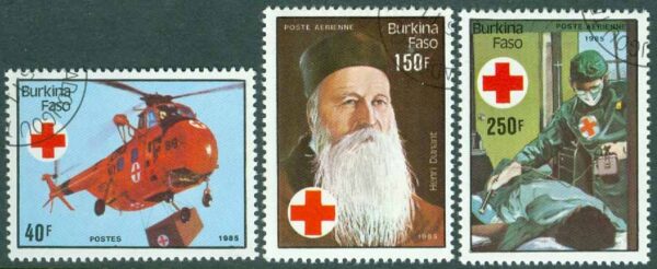 Burkina Faso - M 1069, 1071-1072 Röda Korset 75 år, 3 ol stpl