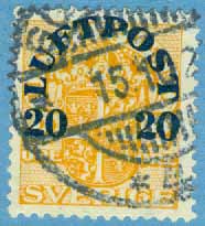 F 137 Luftpost 20 öre på 2 öre gulorange