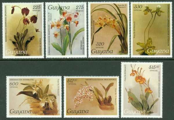 Guyana - M Tj   55, 57-59, 61-63 Orkidéer, 7 ol **
