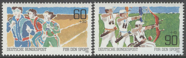 Tyskland - M 1127-1128 Sportstöd. Breddsport, handikappidrott bågskytte, 2 kpl **