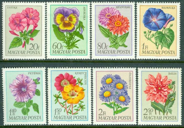 Ungern - M 2452-2459A Trädgårdsblommor , 8 kpl **
