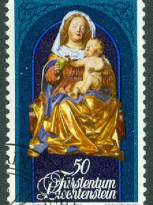 Liechtenstein – M  814 Jul 1982. Madonna med Jesus, 50 Rp stpl