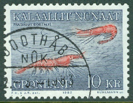 Grönland – F  133 Räkor, 1 kpl stpl