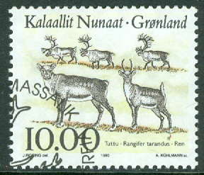Grönland – F  241 Djur på Grönland I, renar, 10.00 kr stpl