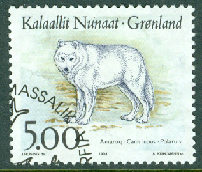 Grönland – F  239 Djur på Grönland, varg, 5.00 kr stpl