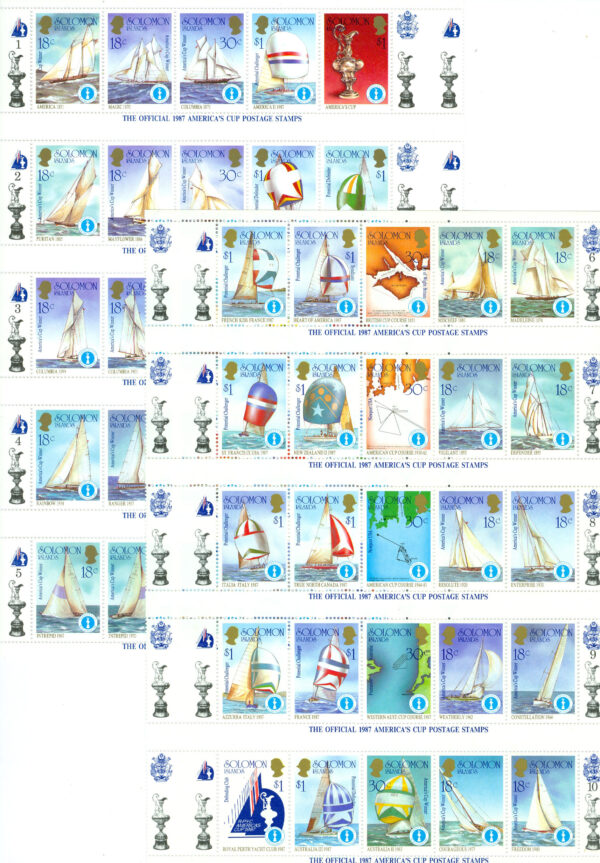 Solomon Islands - M  579-628 Segelregattan America´s Cup 1987, 50 kpl **
