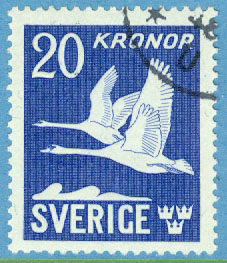 F  337C Flygande svanar 20 kr 4-sid tandning, stpl