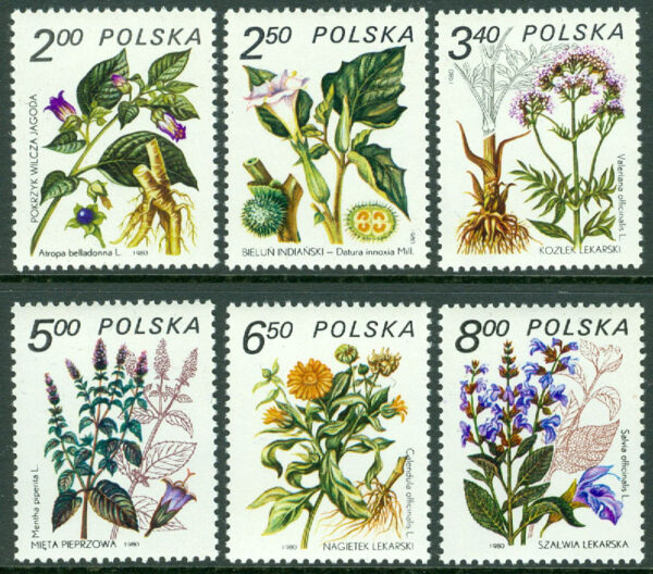 Polen - M 2706-2711 Medicinalväxter, 6 kpl **
