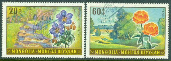 Mongoliet - M  552, 554 Blommor, 2 ol stpl