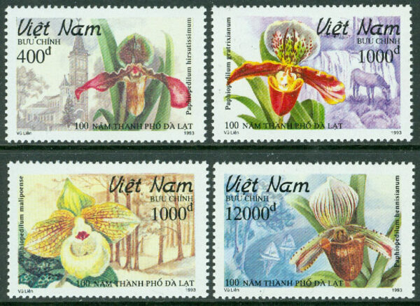 Vietnam - M 2535-2538 Staden Đà Lạt 100 år, orkidéer, 4 kpl **