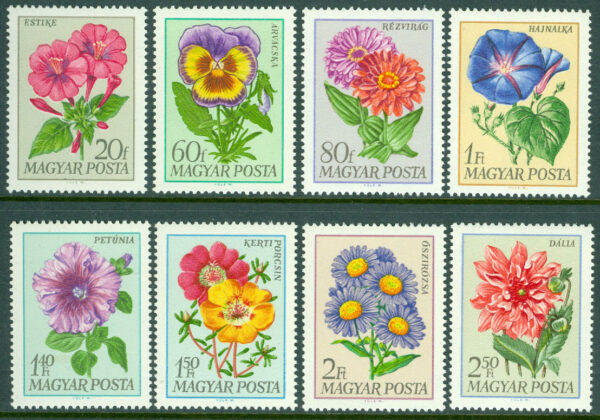 Ungern - M 2452-2459 Trädgårdsblommor, 8 kpl **