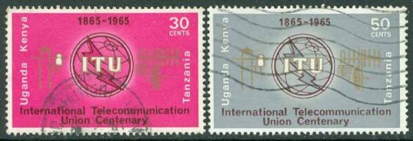 Östafrikanska Gemenskapen - M  140-141 Int.teleunionen ITU 100 år, 2 ol stpl
