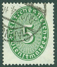 Deutsches Reich – M Tj  115 X Tjänstefrimärke, siffra i oval, 5 Pf stpl