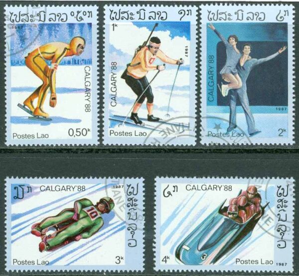 Laos - M  965-969 OS i Calgary 1988, 5 ol stpl