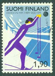 Finland – F 1071 VM på skidor i Lahtis 1989, 1 kpl stpl