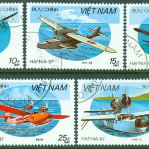 Vietnam – M 1861-1865 Int. frimärksutställning Hafnia 87, flygplan 5 ol stpl
