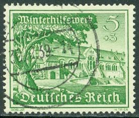 Deutsches Reich – M  732 Vinterhjälp. Byggnadsverk, 5 + 3 Pf stpl