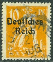 Deutsches Reich – M  120 Påtryck på Bayern 10 Pf stpl